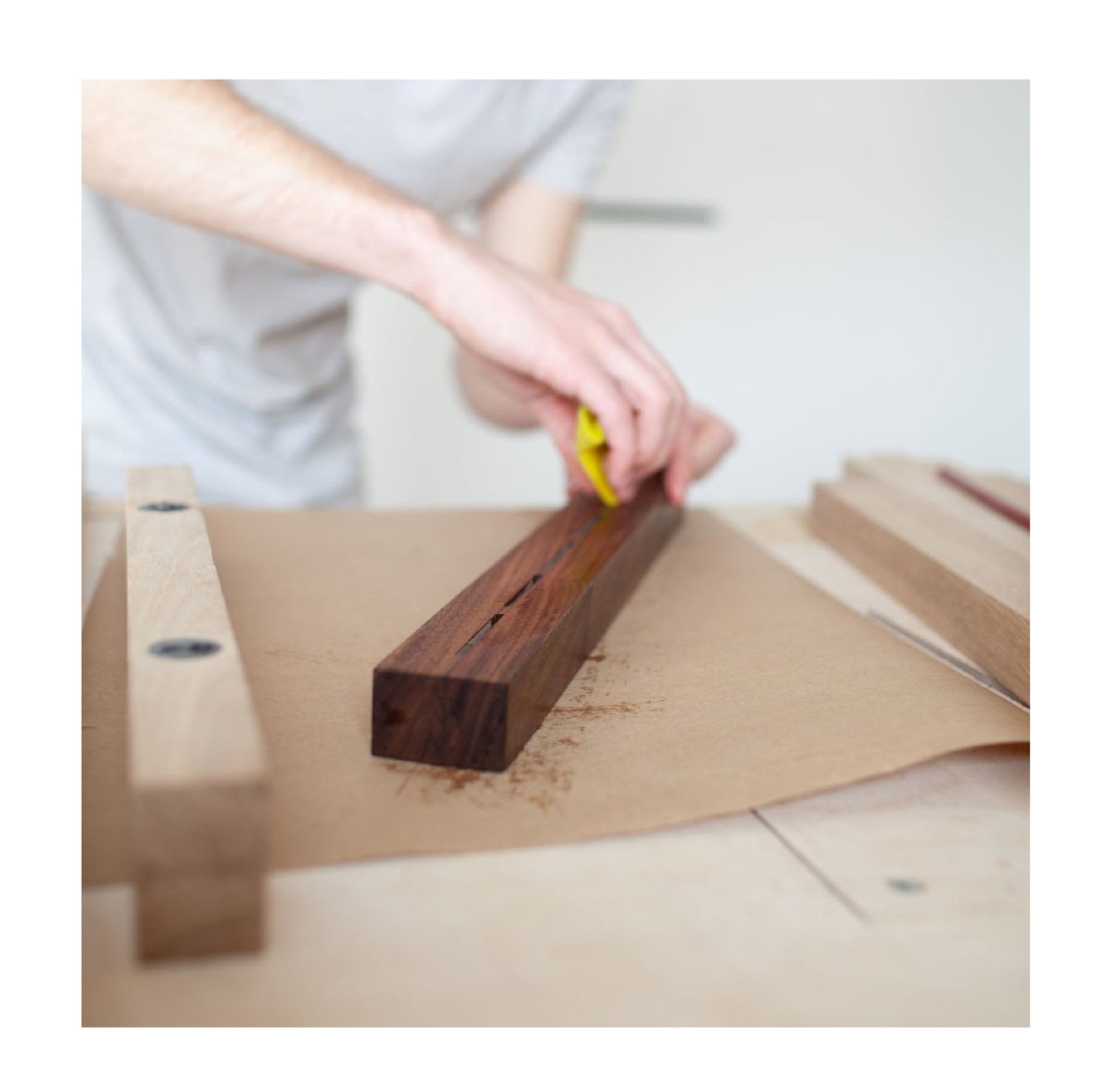 handmade knife block of american walnut wood with a hand rubbed oil finish
