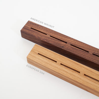 wooden knife block available in walnut or oak